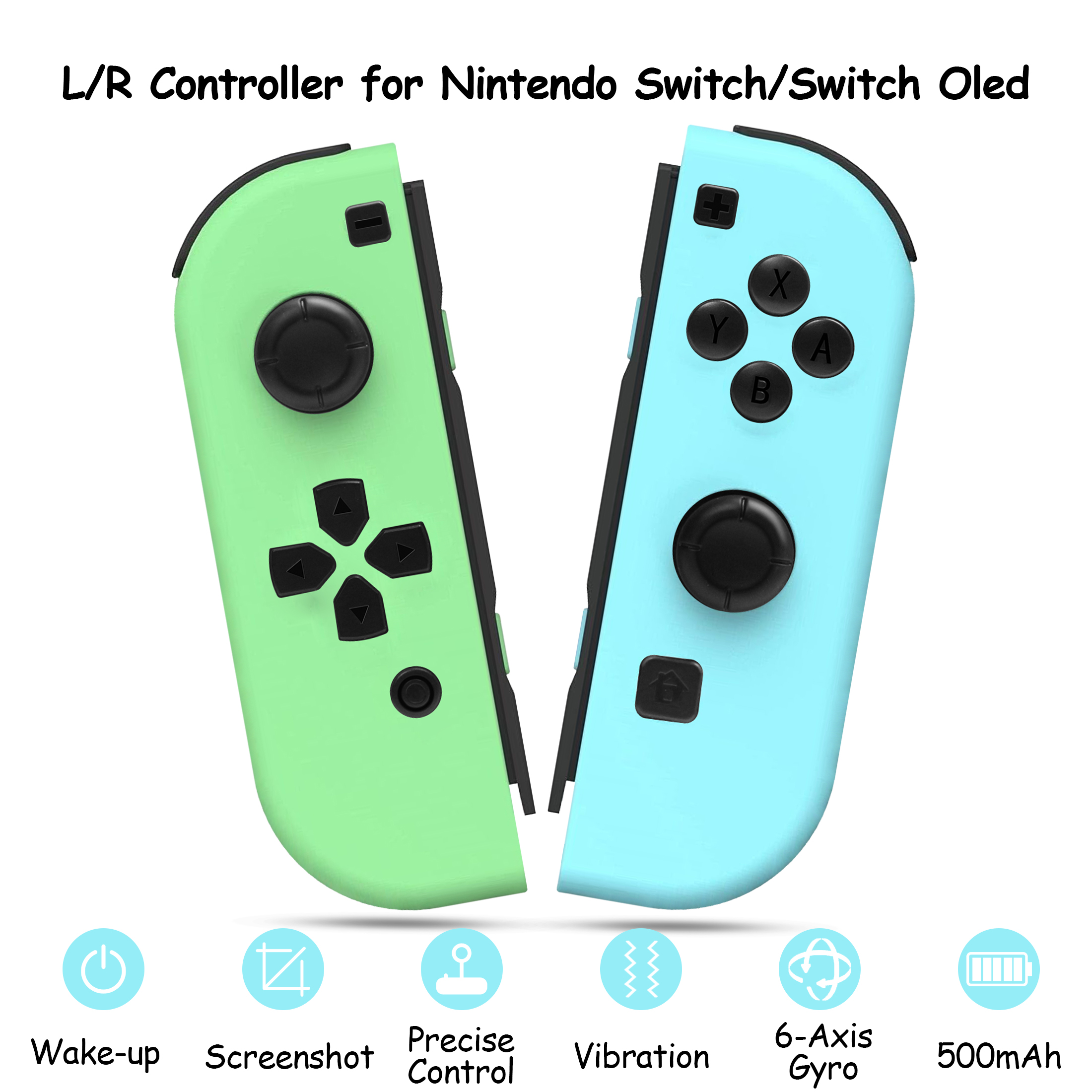 Controlador de Juegos Dividido Inalámbrico, Gamepad Bluetooth con Movimiento y Vibración, Controlador Recargable para Consola Portátil 8