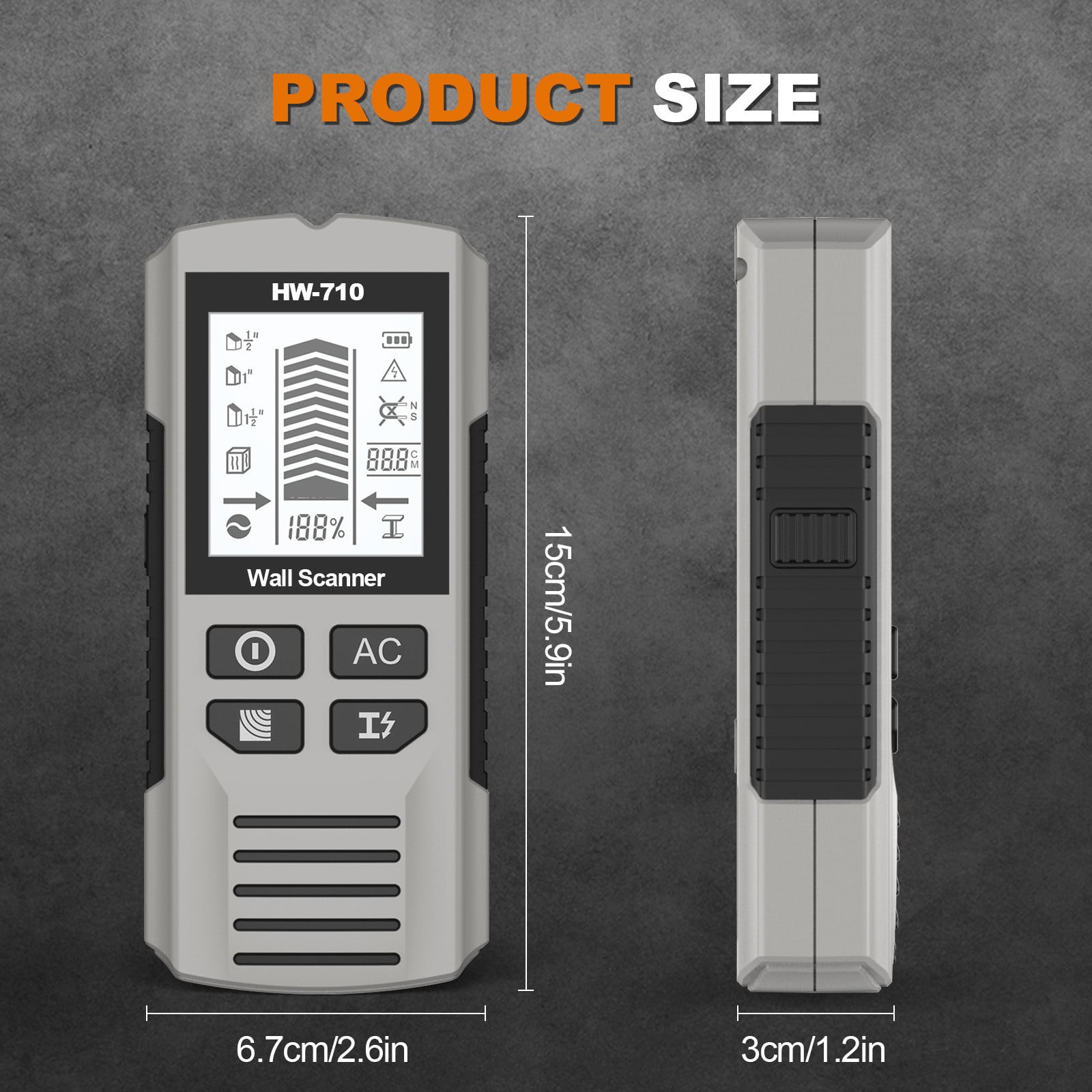 5 Function LCD Display Wall Scanner for Stud Metal AC Wire Electrical Tool