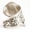 thumbnail image 3 of Adjustable Copper Fashion Ring: Women's European & American Style, Alloy Inlaid Artificial Gems, Ancient Silver, Cross & Flower Tail Design, 3 of 5