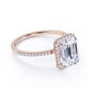thumbnail image 3 of JeenMata Anillo de Compromiso Classic con Halo de Talla Esmeralda de 1,75 Quilates en Oro Rosa de 18 K sobre Plata, 3 of 6