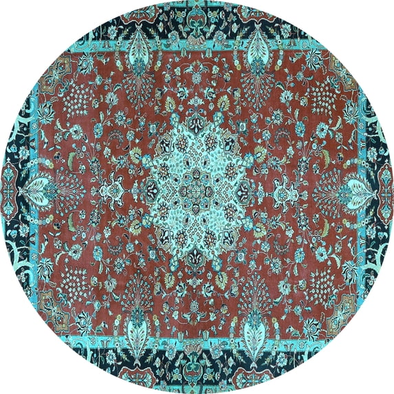 Ahgly Company Indoor Round Persian Light Blue Traditional Area Rugs, 4' Round