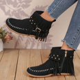 thumbnail image 5 of Mepaouo Women's Fringe Ankle Boots Winter Warm Flats Combat Booties Tassel Walking Riding Short Boots, 5 of 8