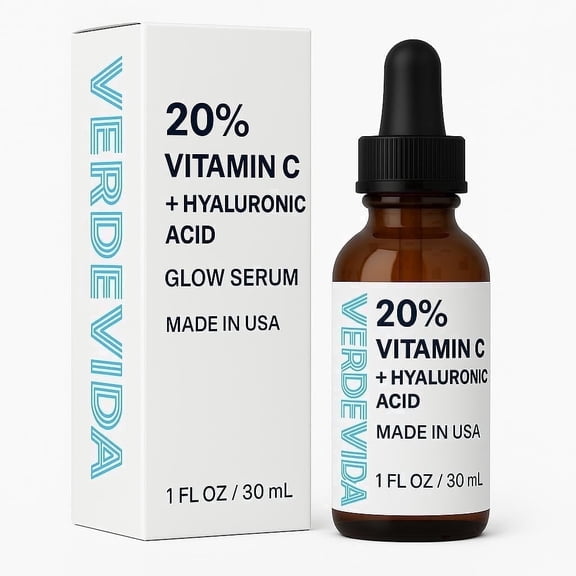 VerdeVida 20% Vitamin C Serum for Face — Dark Spot Remover with Collagen & Argan Oil, Brightening Anti-Aging Serum for All Skin Types, 1 fl oz