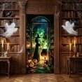 thumbnail image 4 of Halloween Door Cover, Spooky Witch Beside Magic Window Door Curtain 35.43x70.87in, Reusable Polyester Hanging Backdrop Banner, Indoor and Outdoor Wall & Front Door Decor for Theme Party, 4 of 6