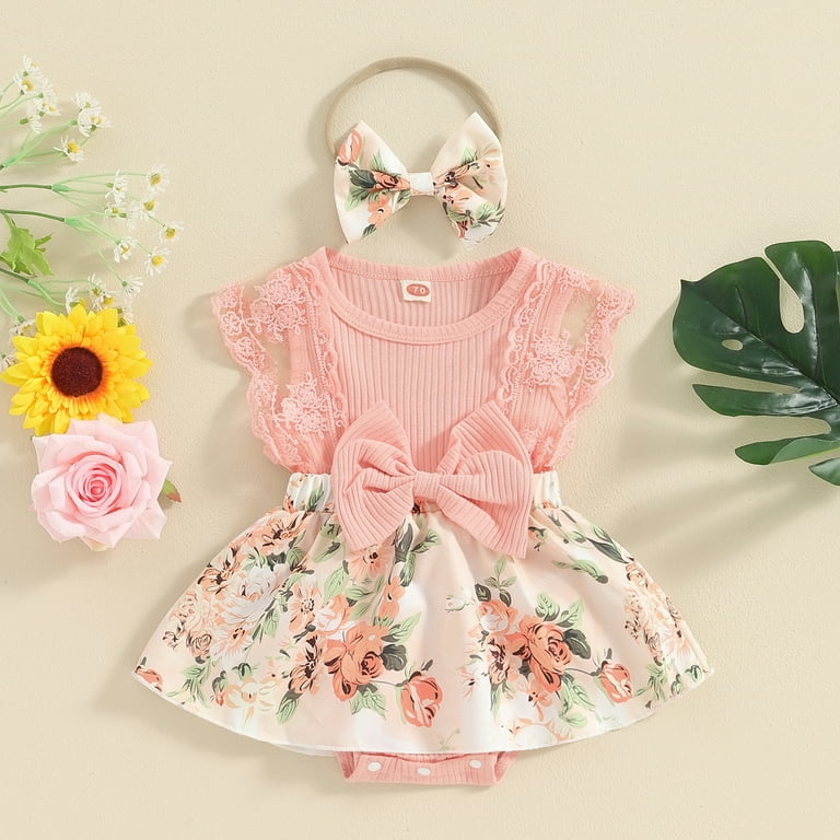 Okbabeha Newborn Baby Girl Floarl Romper Dress Sleeveless Lace Tutu Dress  one-piece Bodysuit Cute Summer Clothes Outfit - Walmart.com