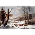 thumbnail image 3 of Currier and Ives 14x10 Black Modern Framed Museum Art Print Titled - Winter In The Country - Homeward From The Wood-Lot, 3 of 5