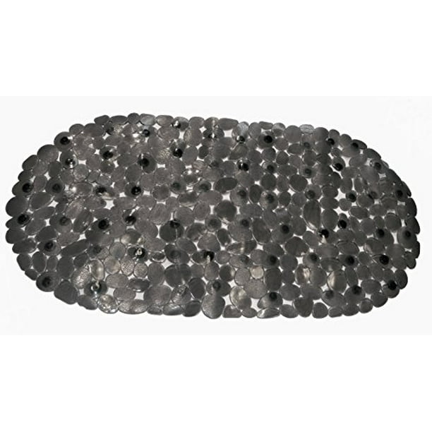 Royal Bath Anti Slip Vinyl Pebbles Bath Tub Mat (14" x 27") Black