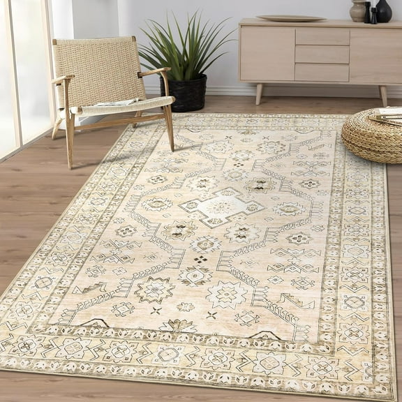 Takywep 9x12ft Beige Area Rug, Classic Style, Plush Soft, Stain Resistant, Non-Shedding, Pet Friendly, Kid Friendly, Durable, Easy Clean Carpet for Living Room, Bedroom, Entryway