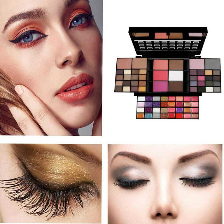 Eychin 74 Colors Makeup Set Lip Gloss Blush Powder Primer Glitter Sequins Eyeshadow  Palette Kit for Women 