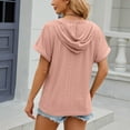 thumbnail image 4 of RQYYD Womens Dressy Casual Tops V Neck Button Hooded Blouses Pleated Puff Sleeve Summer Shirts 2024, 4 of 4