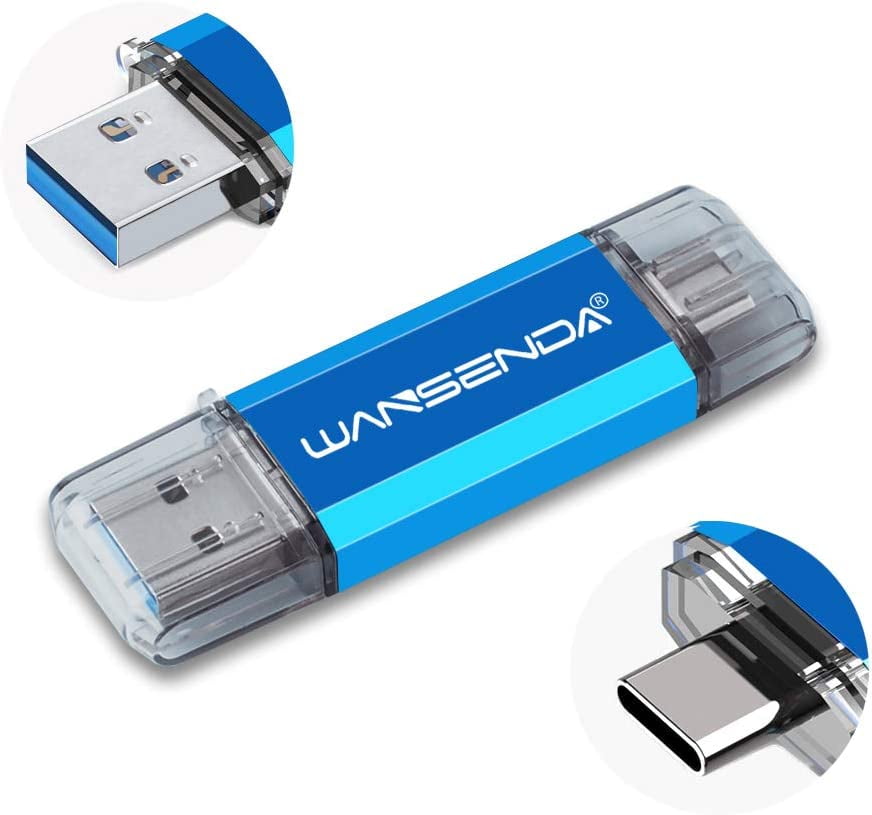 Aggressiv Fritagelse skylle OTG USB Flash Drive 2 in 1 USB Stick USB 3.0 & Type-C Pen Drive 16GB 32GB  64GB 128GB USB for Android Devices/PC/Mac (128GB, Blue) - Walmart.com