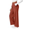 thumbnail image 6 of Women's Solid Color High Waist Straight Leg Dress Pants, Stretchy Work Slacks with Side Pockets, Comfortable Business Casual Trousers for Office Daily Wear Brick Red XL, 6 of 8
