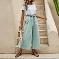 thumbnail image 2 of Cotton Linen Wide Leg Palazzo Pants for Women Elastic Paper Bag Waist Casual Summer Baggy Lounge Beach Cropped Pants, 2 of 7