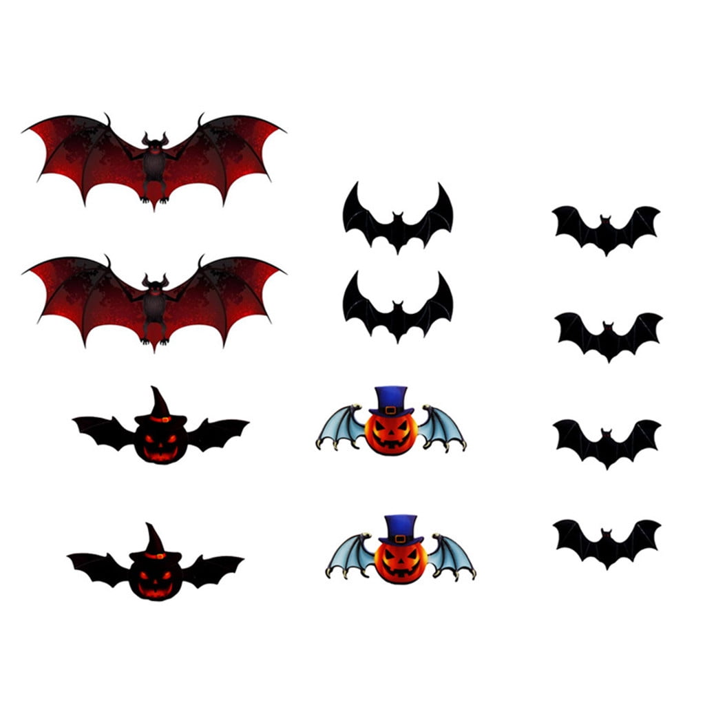 Halloween 12pcs 3D Stereoscopic Bat Wall Sticker Decal Removable Room Decoration 