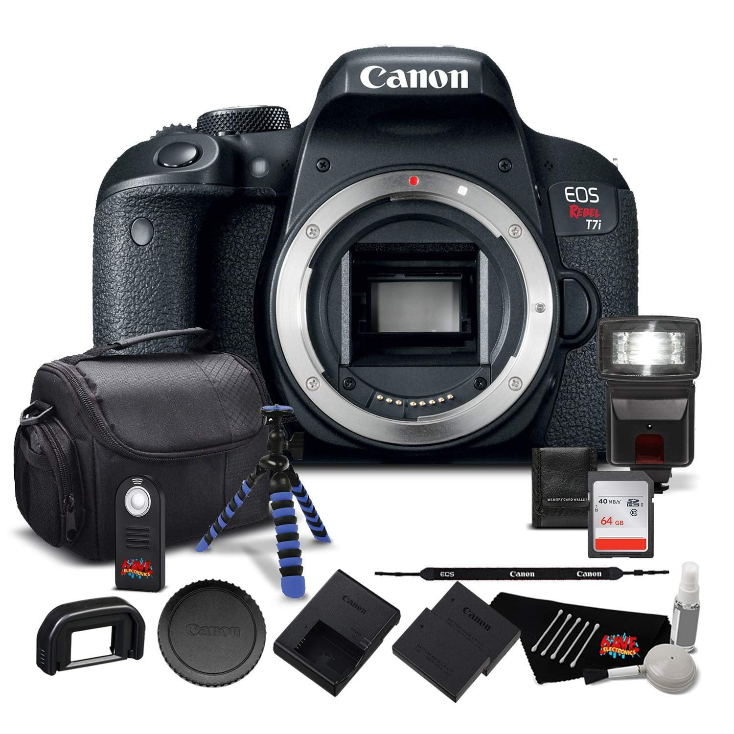 Canon EOS Rebel T7i Digital SLR Camera (Body Only) 1894C001 Bundle