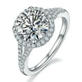 thumbnail image 2 of 3.00 Carat Round Cut Moissanite Halo Engagement Ring, Spilt Simulated Diamond Band In 925 Sterling Silver, 2 of 3