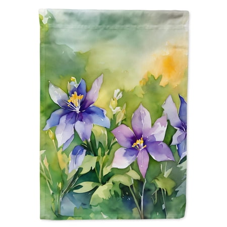 Colorado Rocky Mountain Columbine in Watercolor House Flag