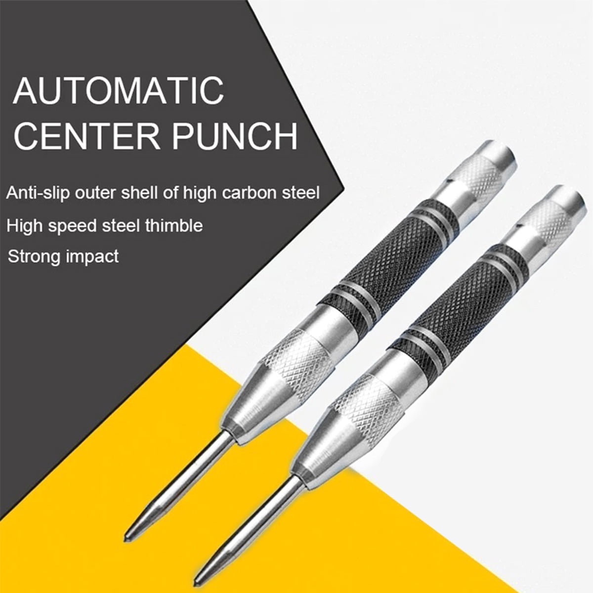 5 Center Punch Automatic Hole Punch Adjustable Impact Spring Loaded Punch Tool for Metal Wood Window Glass