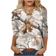 thumbnail image 1 of Mujeres 3/4 Manga Tops Y Blusas de Impresión Cuello Redondo Suéter, Tops de Moda de la Mujer para la Primavera Y el Verano, 1 of 5
