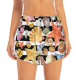thumbnail image 2 of Picia Sea Shell Pattern Women's 2 in 1 Athletic Running Shorts High Waisted Workout Casual Gym Sweat Shorts with Comfy Liner Zipper Pockets-Medium, 2 of 9
