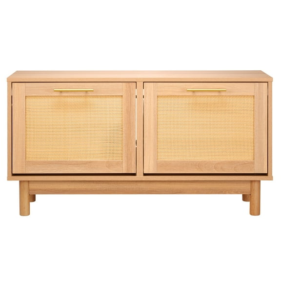 KFFKFF Entryway Shoe Bench, 39.4 x 11.8 x 20.9Inch Storage Bench with 2 Flip Drawers, 300lbs Capacity Shoe Organizer with 4 Compartments and 2 Decorative Doors, Ideal for Hallway, Living Room Bedroom