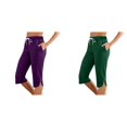 thumbnail image 1 of (2-Pack) Rinsvye Women'S Slim Fit Capris Pure Color Mid-Length Trousers Stretchy Work Pants Comfortable -Pants Casual Wear, 1 of 5