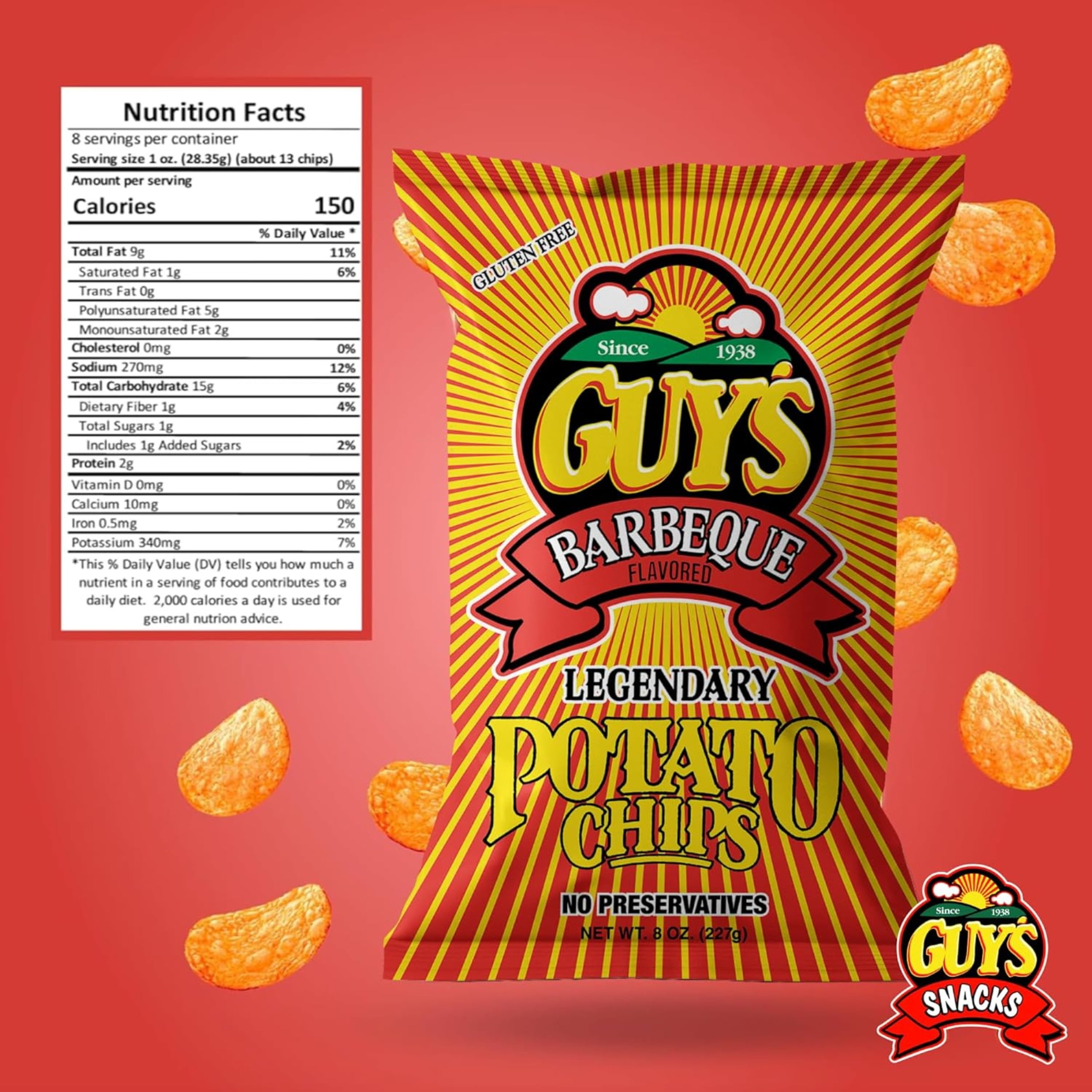 Guy's BBQ Bag Potato Chips, 8 oz