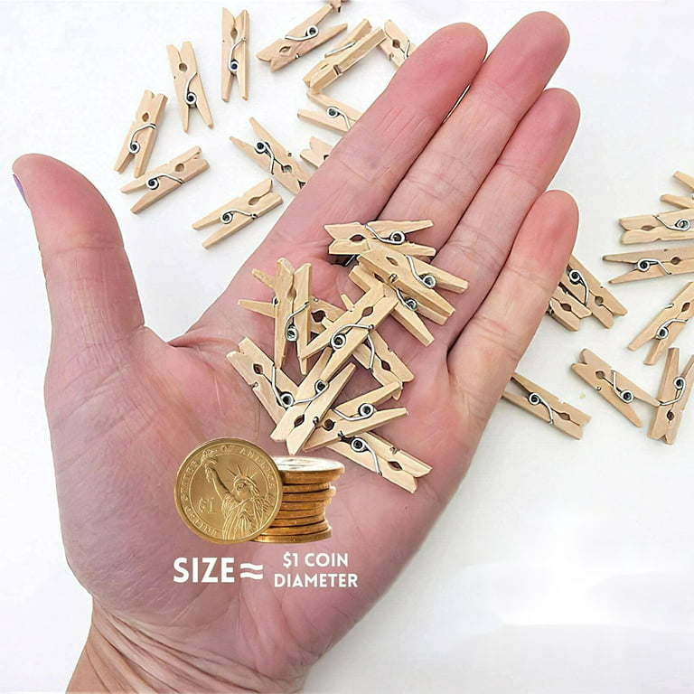 100/200 PCS Wood Color Mini Wood Clothespins, Mini Clothes Pins