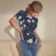 thumbnail image 3 of Balery Daisies Flowers Body de cuello redondo de manga corta para mujer Tops de manga corta Tops básicos-XX-Large, 3 of 7