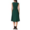 thumbnail image 3 of INSPIRE CHIC Notch V Neck Dresses for Women Elegant Work Office A-Line Dress with Pockets L Dark Green, 3 of 6