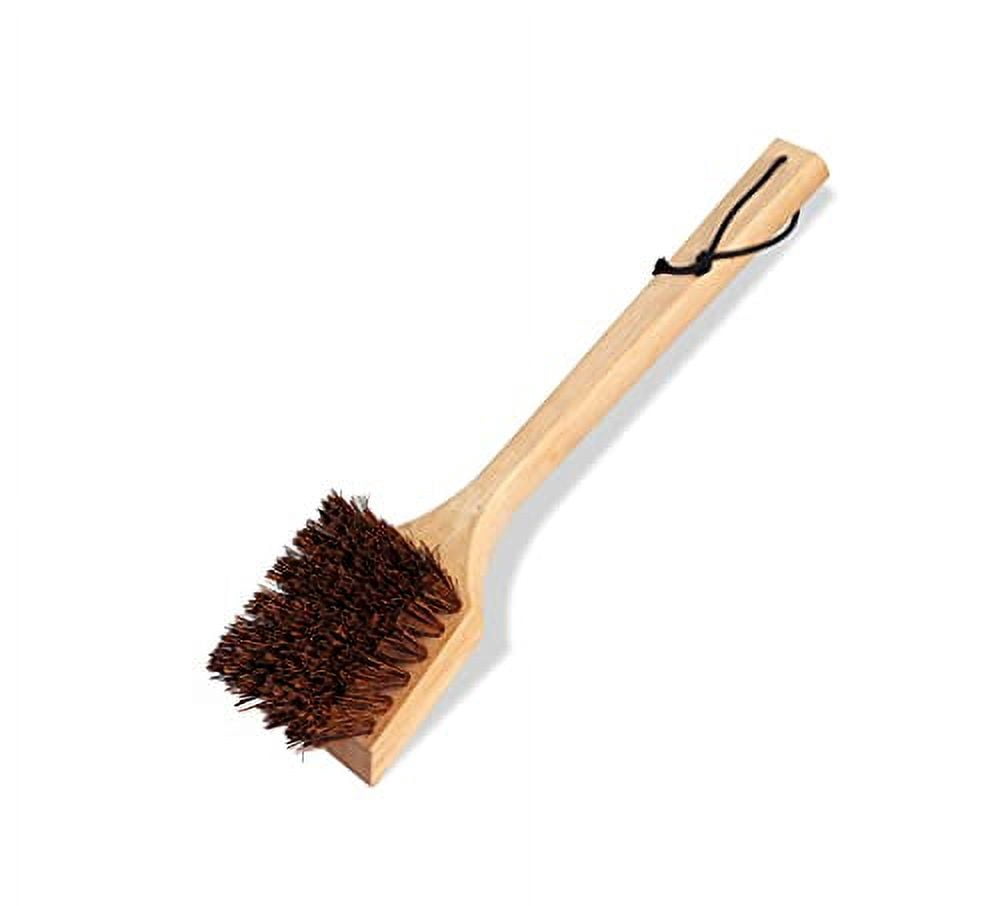 All-Natural Wooden Grill Cleaning Brush and Scraper | Solid Wooden Handle | Non Scratch Palmyra bristles | Metal Bristle Free | Plastic Free | Safe BBQ Grill Scrubber for Outdoor G