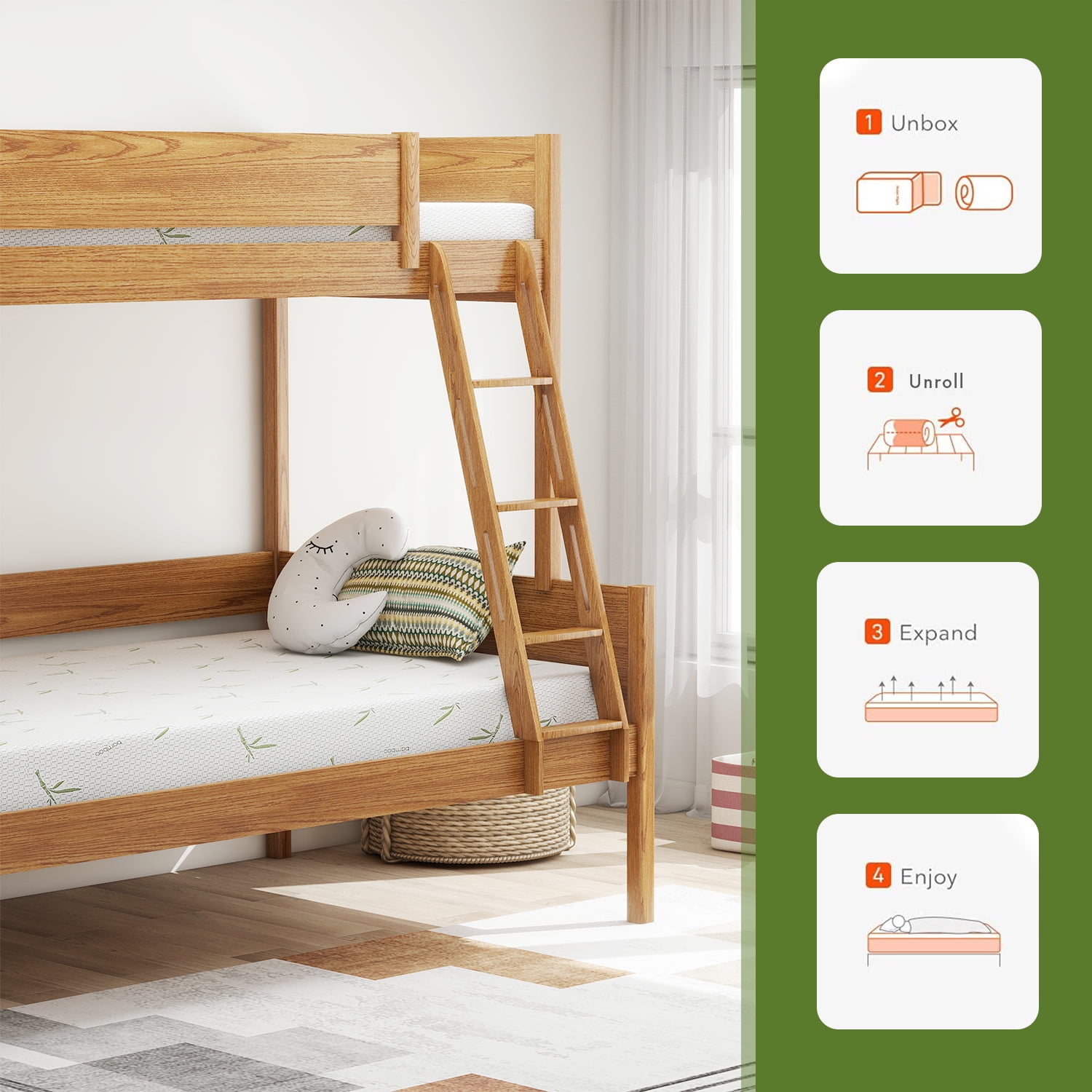6 inch King Mattress in a Box,Memory Foam Mattress with Bamboo Cover