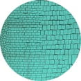 thumbnail image 1 of Ahgly Company Machine Washable Indoor Round Solid Turquoise Blue Modern Area Rugs, 7' Round, 1 of 4