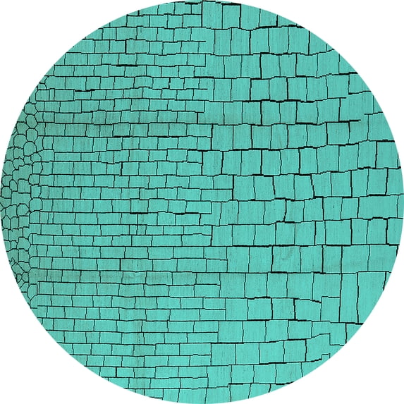 Ahgly Company Machine Washable Indoor Round Solid Turquoise Blue Modern Area Rugs, 7' Round