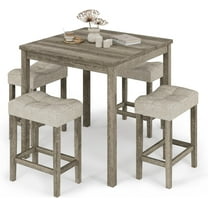 5-Piece Counter Dinner Height Table Set, Indoor Modern Rectangular Dining Table Furniture Set for Kitchen, 35 inch Dining Table with 4 stools (Natural)