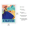 thumbnail image 2 of Cuzco Peru - Machu Picchu - Peruvian Woman in Native Dress with Andean Drop Spindle - Vintage Travel Poster by Agostinelli c.1947 - Bamboo Fine Art 290gsm Paper (Unframed) 12x16in, 2 of 4