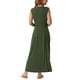 thumbnail image 3 of Vestidos sin mangas para mujer Seta T, con botones, corte acampanado, estilo casual, largos, para el verano, color verde militar, 3 of 6
