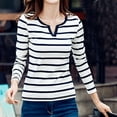thumbnail image 4 of Kayannuo Fall Womens Shirts Long Sleeve Striped Round Neck Long Sleeve Tops Women Casual Women Plus Size Long Sleeve Linen Baggy Blouse Shirt Ladies Tunic Tops, 4 of 7