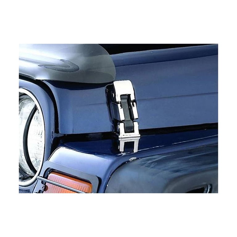 Rampage Rock Runner Hood Catch Kit For Jeep Wrangler JK 2007-2018 - Stainless Steel, Polished, No Drilling