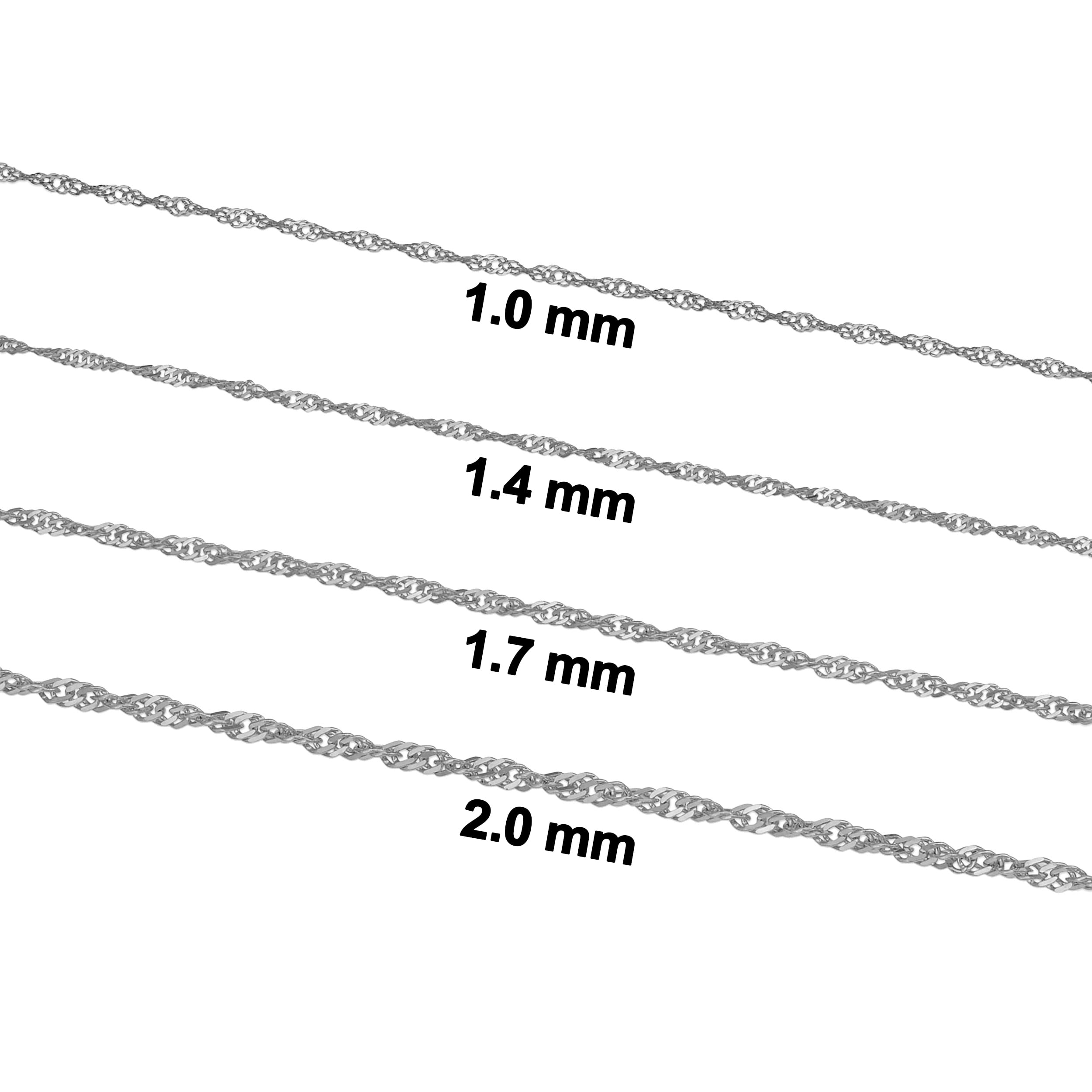 KoolJewelry 14k White Gold Filled Singapore Chain Necklace (1.4 mm, 16 inch)