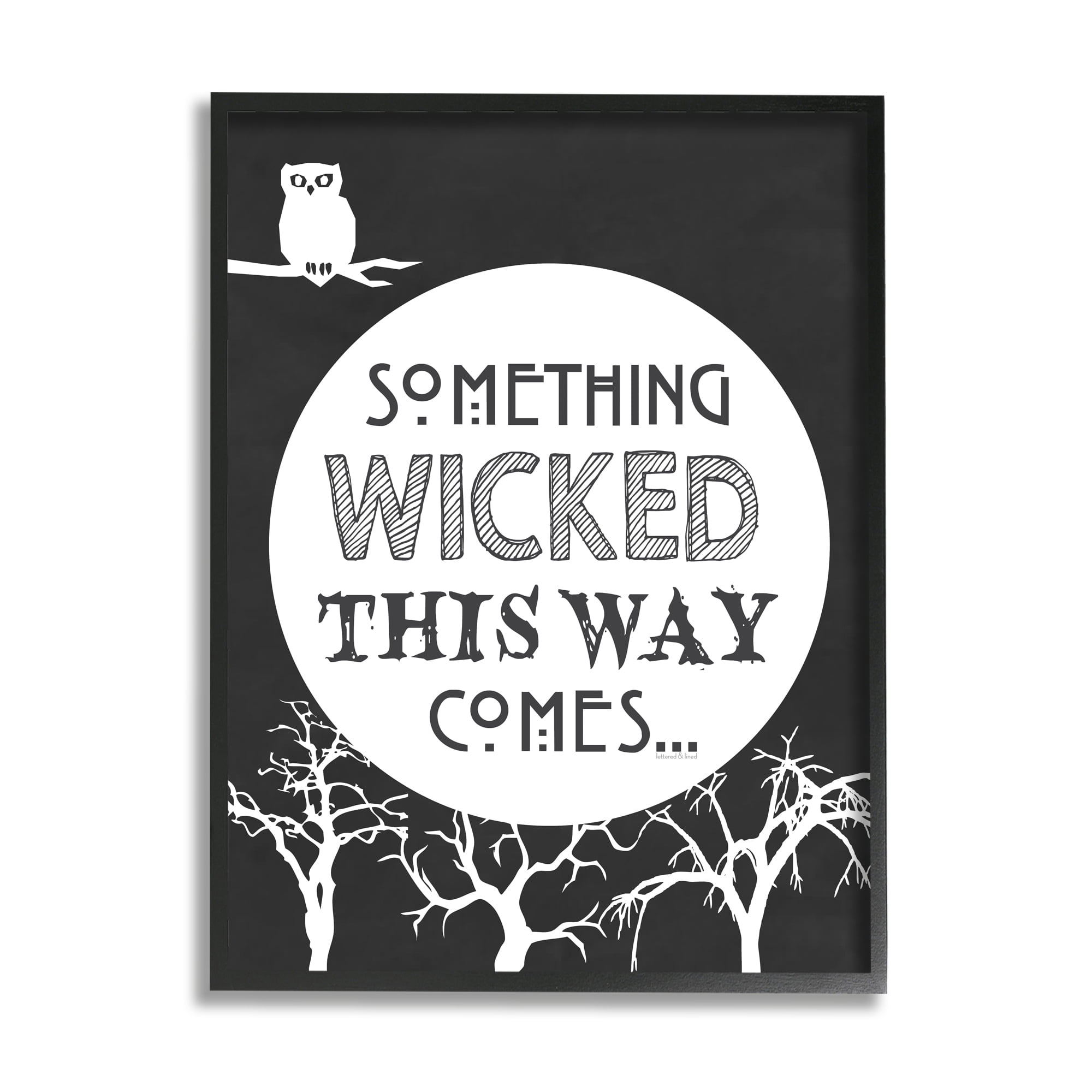 Stupell Industries Something Wicked This Way Comes Spooky Halloween Phrase Graphic Art Gray Framed Art Print Wall Art, 11x14, by Lettered and Lined