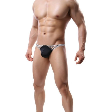 

Men Solid Color Fashion Ice Mesh Thongs Low Waist Underwear