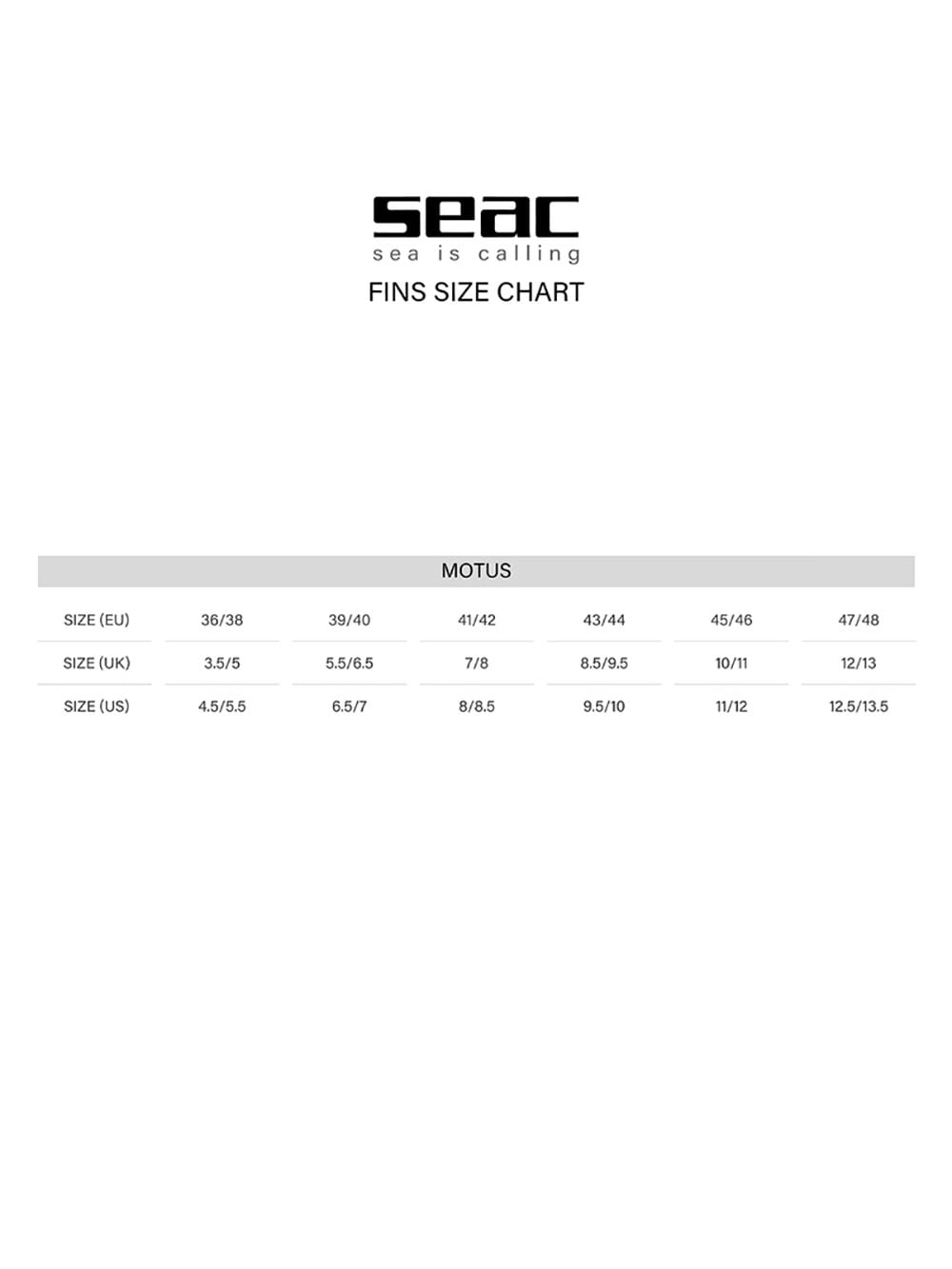 Seac Motus Long Blade Fin for Spearfishing and Freediving- Black 6.5-7