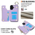thumbnail image 6 of Allytechgroup iPhone 16 Wallet Case, RFID Blocking Zipper Pocket Ring Holder Kickstand Bumper Shockproof Portable Durable Phone Case for Apple iPhone 16, Violet, 6 of 8