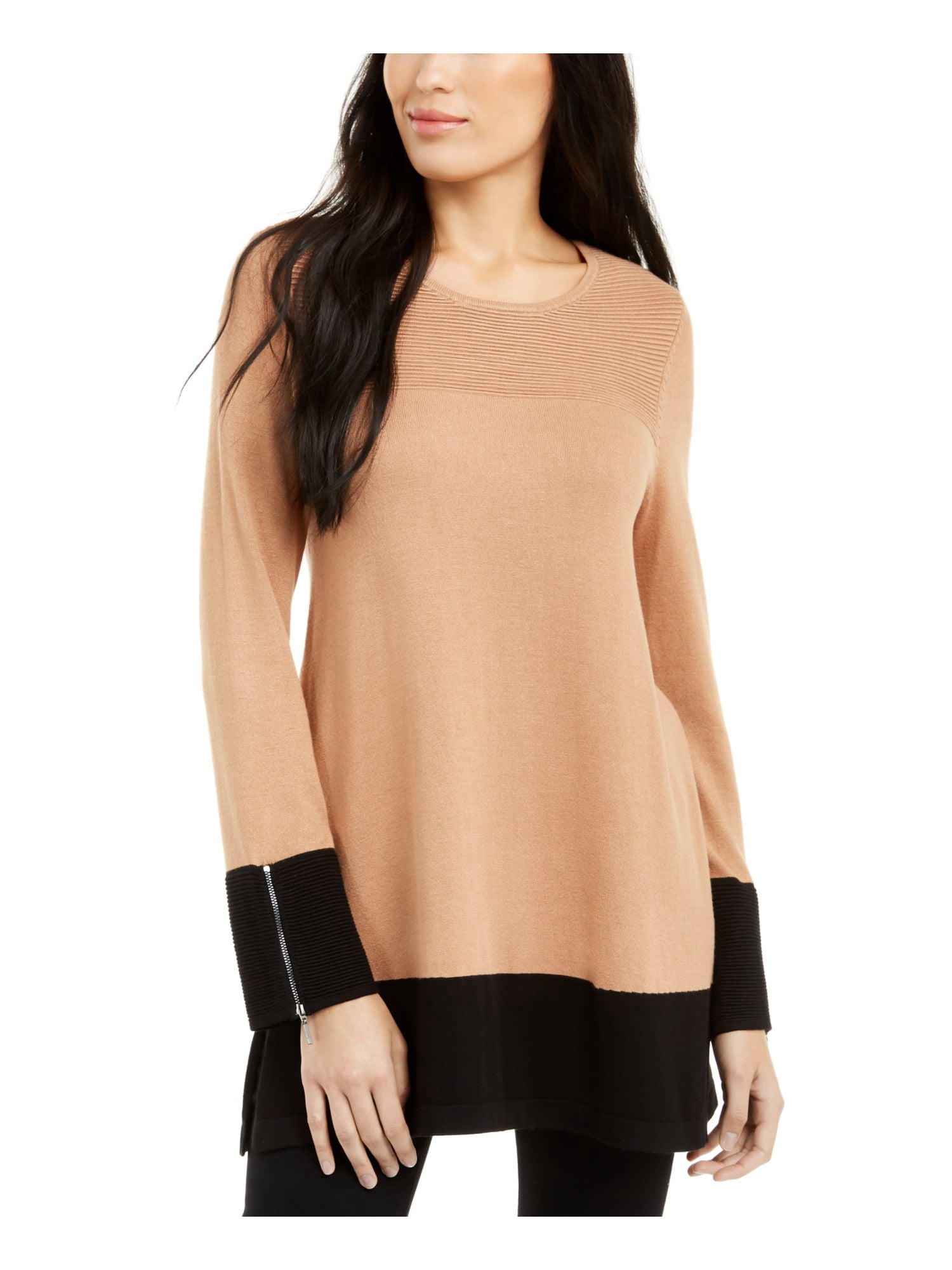 Alfani Womens Colorblock Textured Tunic 