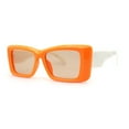 thumbnail image 2 of Womens Diamond Cut Beveled Mod Plastic Rectangle Sunglasses Orange Ivory Light Brown, 2 of 4