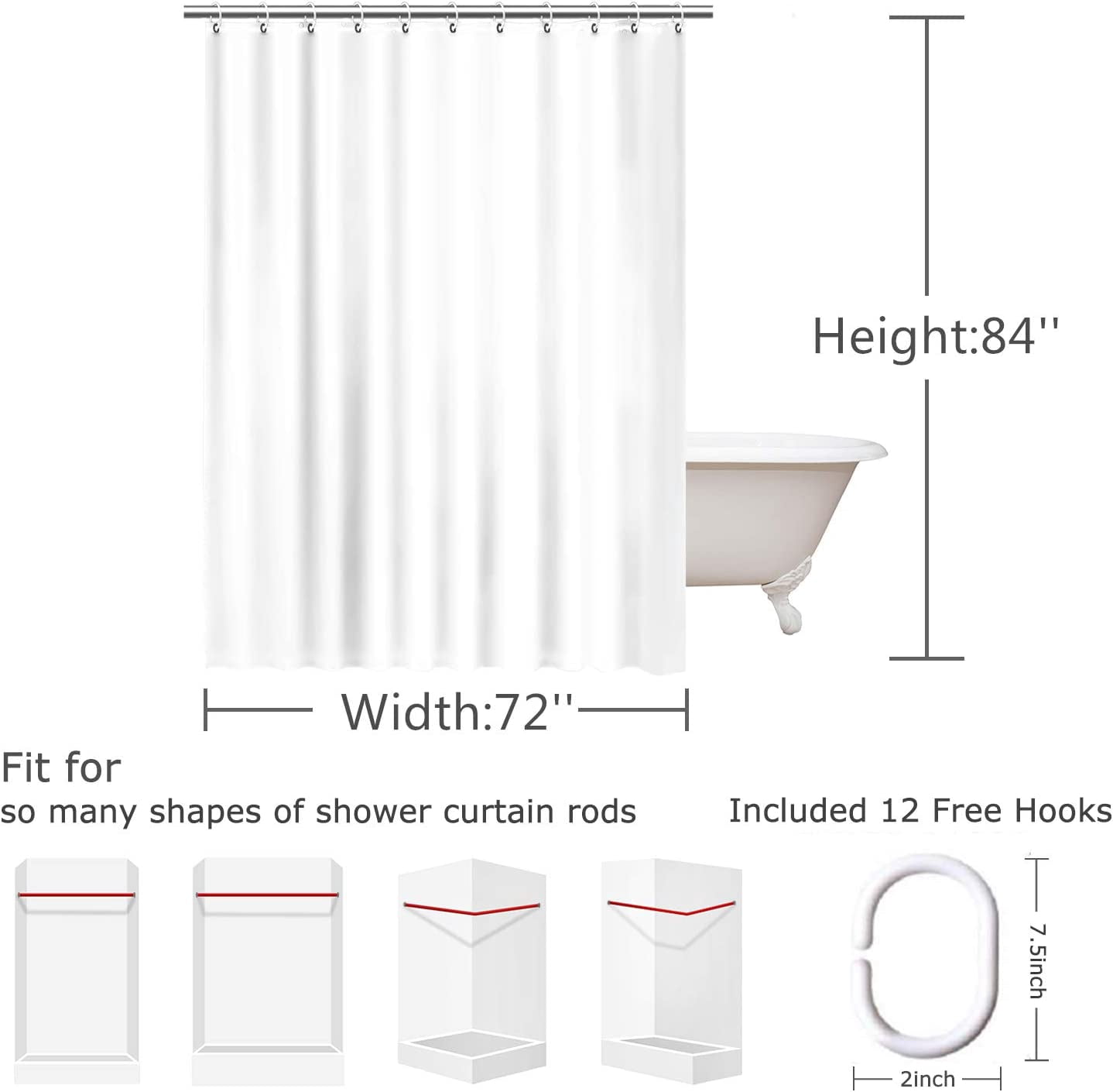 Kids Shower Curtain Set with 12 Hooks, Watercolor Polka Dot Circles Shower Curtain, Waterproof Washable Decor Bathroom Bubble Shower Curtain, 72 x 84 inches, Purple and Orange and Blue