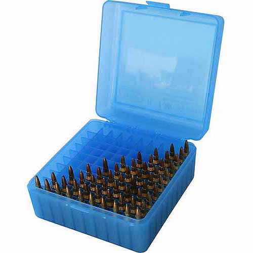 MTM R-100 RIFLE AMMO BOX MED CAL 243/308 100RD POLY CLEAR BLUE – BrickSeek