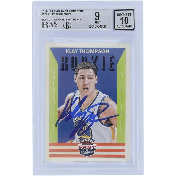 Klay Thompson Golden State Warriors Autographed 2012-13 Panini Past & Present #172 Beckett Fanatics Witnessed Authenticated 9/10 Rookie Card - Fanatics Authentic Certified
