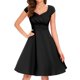 thumbnail image 3 of Vestido elegante de mujer con cuello en V y corte en A - Manga corta, cintura entallada, color liso, versátil para informal/trabajo - Mezcla de poliéster, 3 of 6